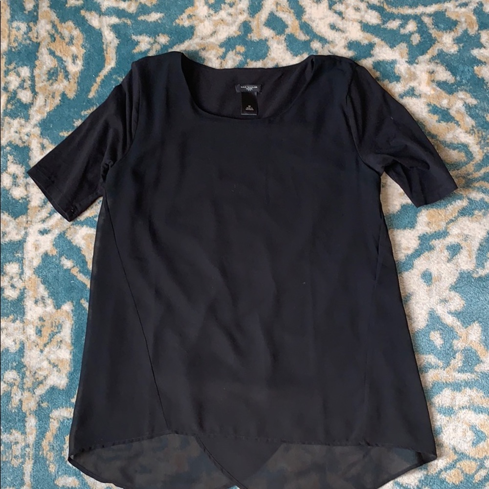 Ann Taylor petite black flowy shirt
